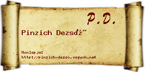 Pinzich Dezső névjegykártya